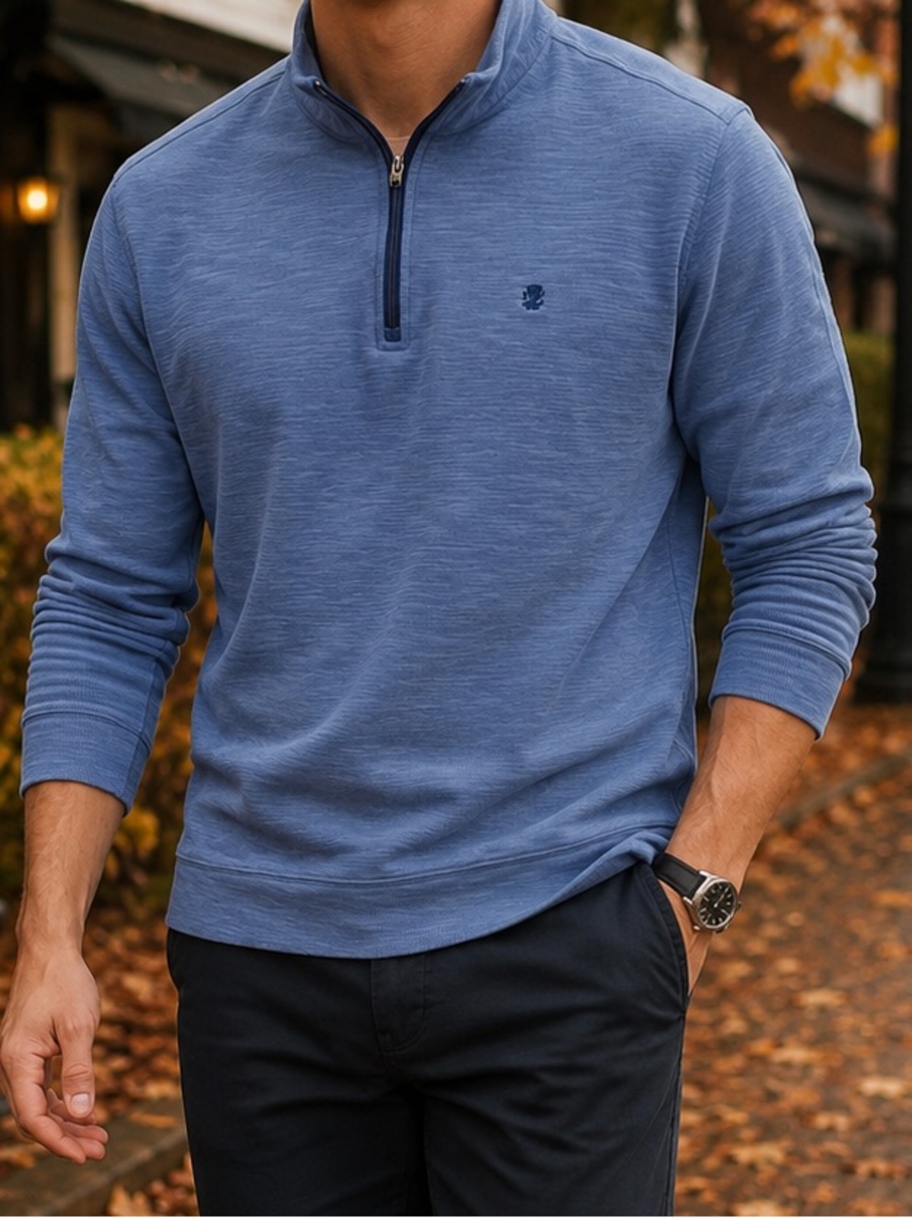 IZOD Blue Quarter Zip Pullover Sweater | Soft Stretch